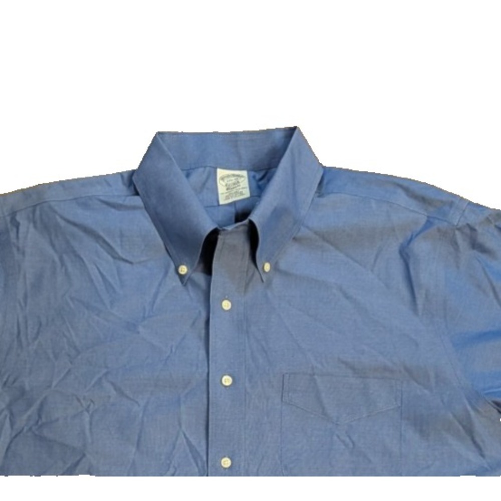 Brooks Brothers Traditional Fit Non-Iron Dress Shirt Blue Men's 17 1/2 35 Cotton - Picture 2 of 7